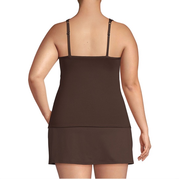 Women's Plus Size (Chlorine Resistant) Smoothing Control Mesh High Neck Tankini - Picture 3 of 7